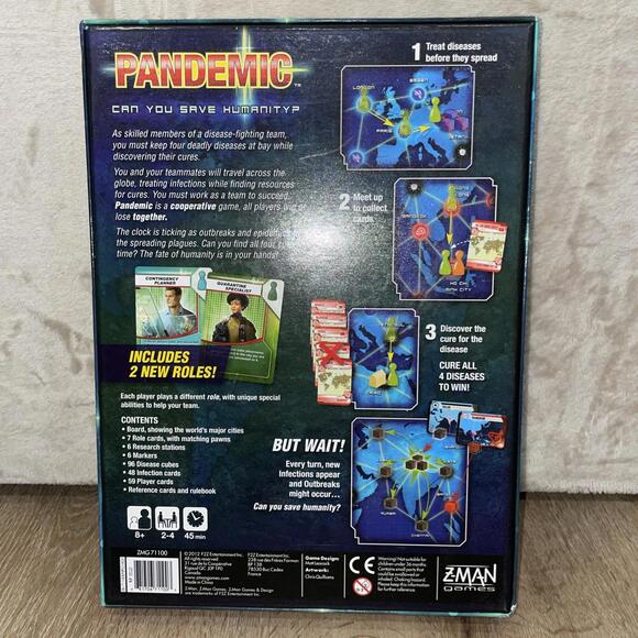 Z-Man Games PANDEMIC Board Game - 2012 COMPLETE Table Top Games With Friends - Picture 7 of 7